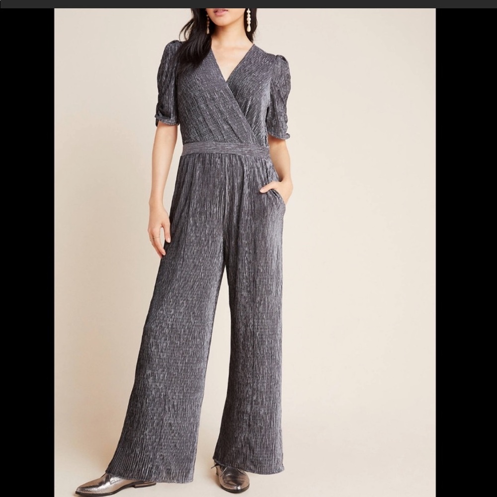 Anthropologie Charlize Textured Velvet Jumpsuit